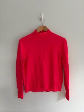 J. Crew Cashmere Bright Hot Pink Mock Neck Sweater